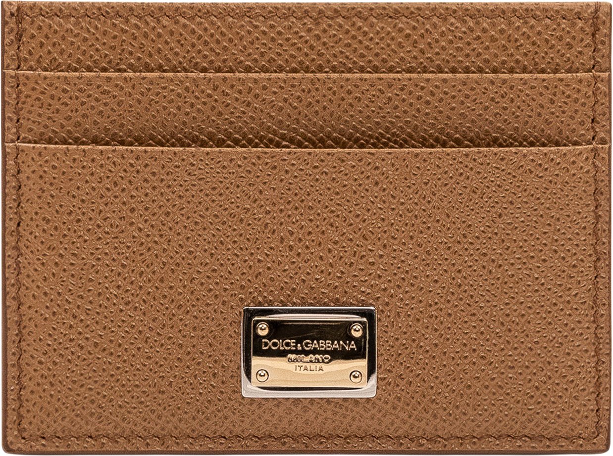 Dolce & Gabbana Portacarte con Placca Logo Beige