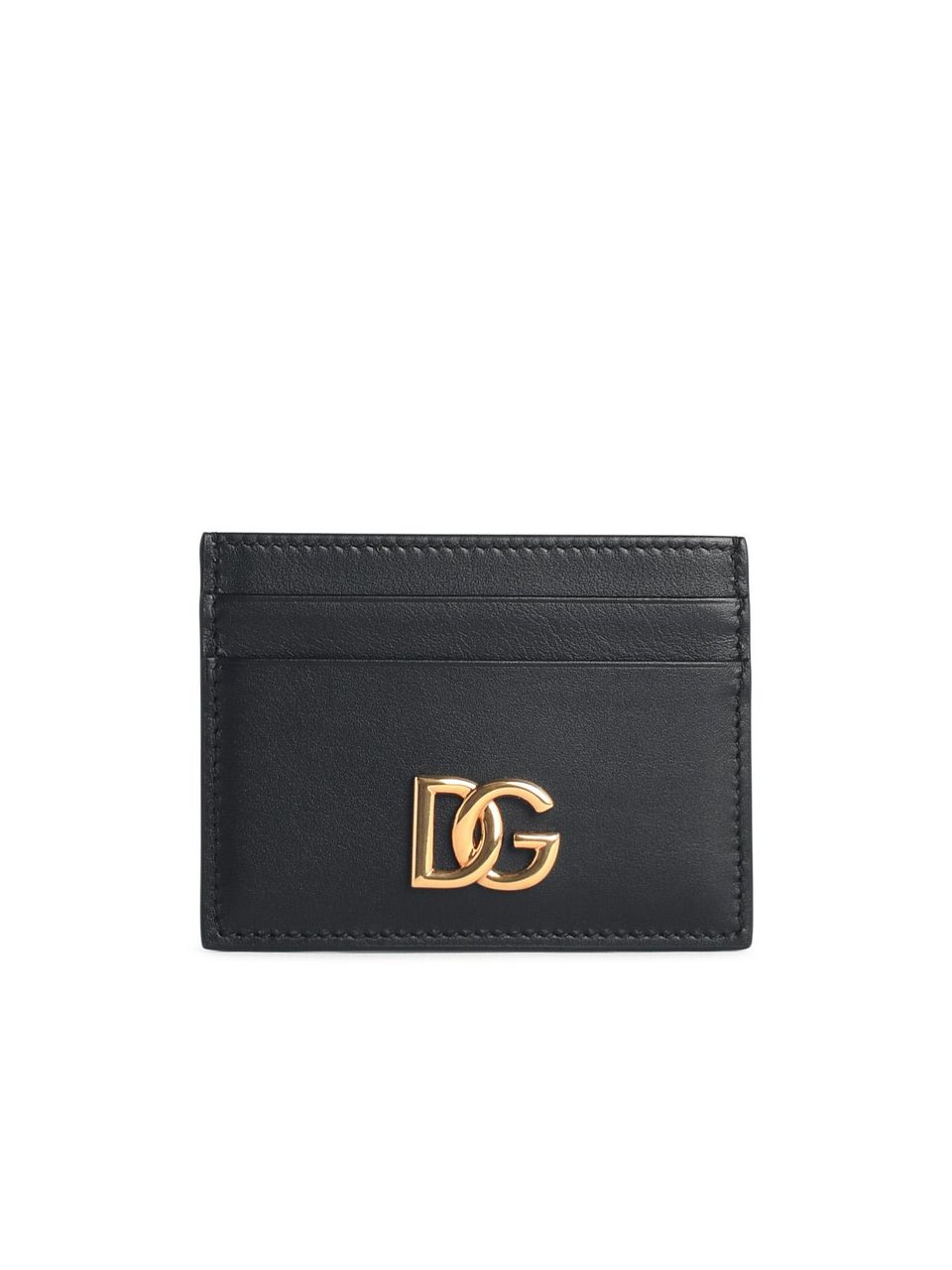 Dolce & Gabbana Card Holder With Black Leather 'Dg Logo' Zwart
