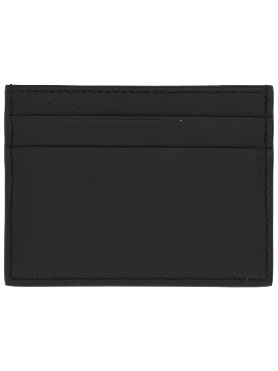 Dolce & Gabbana Neutrals Compact Metallic Logo Card Holder Zwart