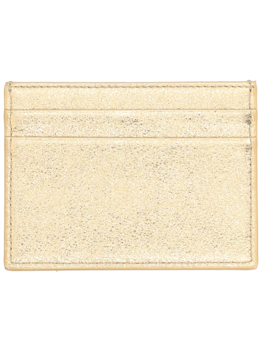 Dolce & Gabbana Smooth Metallic Finish Multiple Slots Leather Wallet Neutraal