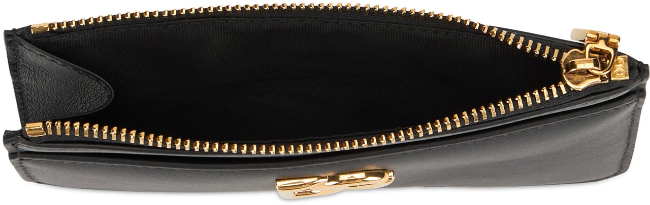 Dolce & Gabbana Leather card holder with zipper Zwart