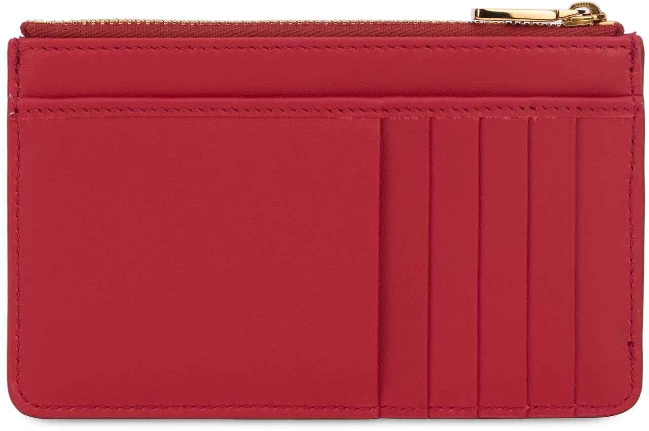 Dolce & Gabbana Leather card holder with zip Rood
