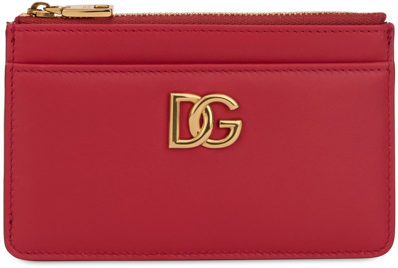 Dolce & Gabbana Leather card holder with zip Rood