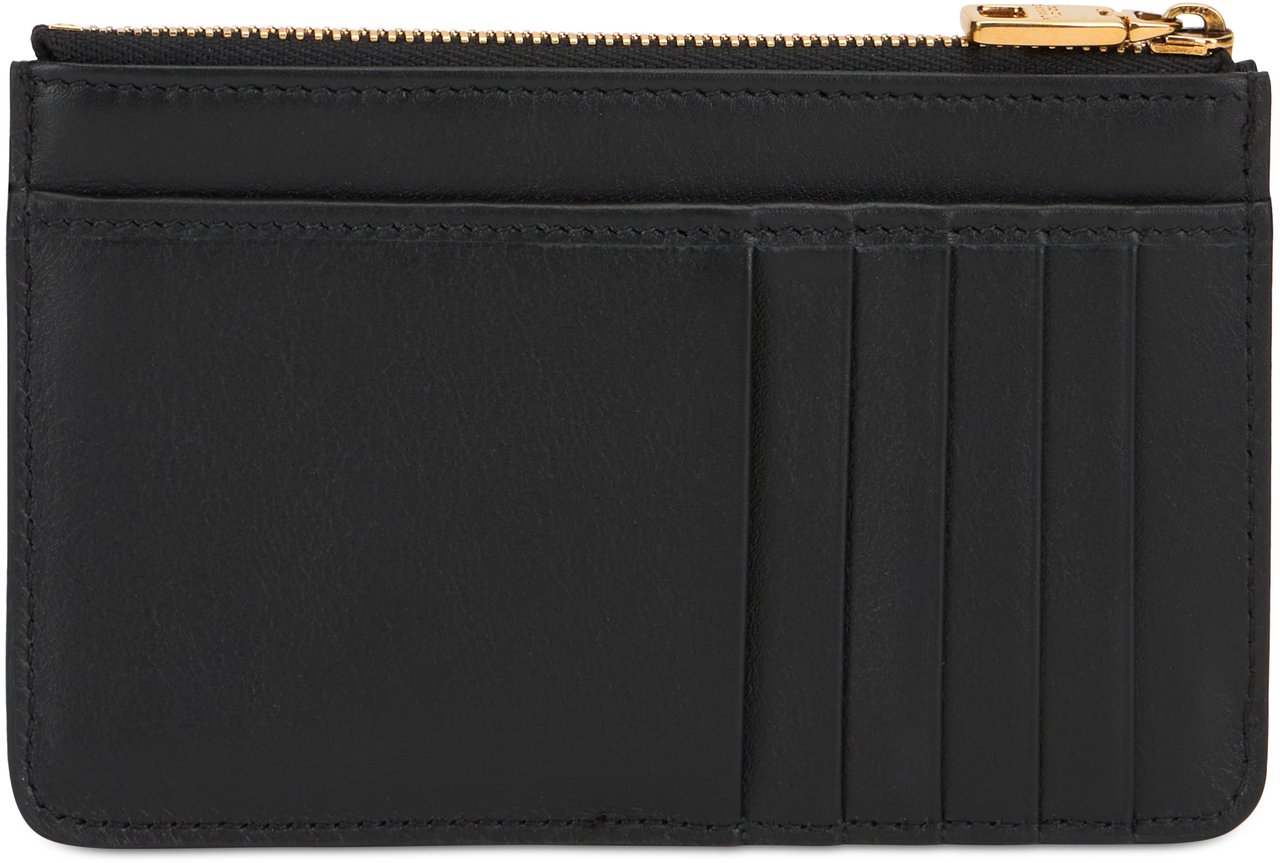 Dolce & Gabbana Leather card holder with zipper Zwart