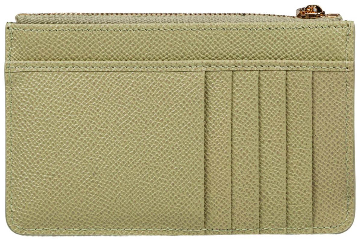 Dolce & Gabbana Dolce & gabbana dauphine leather card holder, sage green Groen