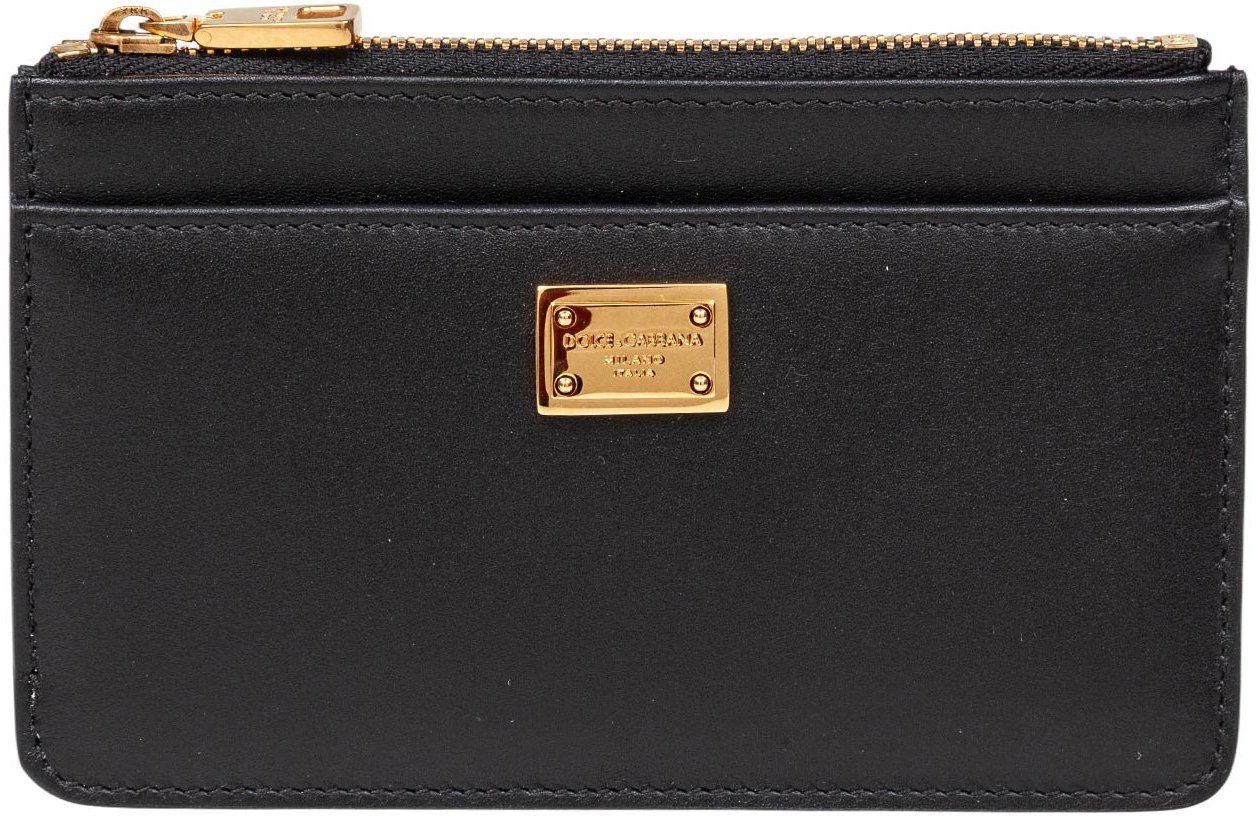 Dolce & Gabbana Dolce & gabbana black plonge' leather card holder Zwart