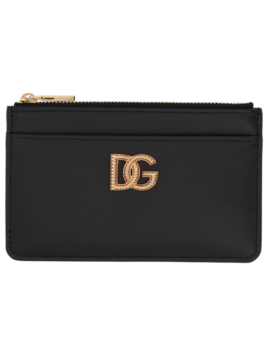 Dolce & Gabbana Zippered Compartment Leather Wallet Zwart