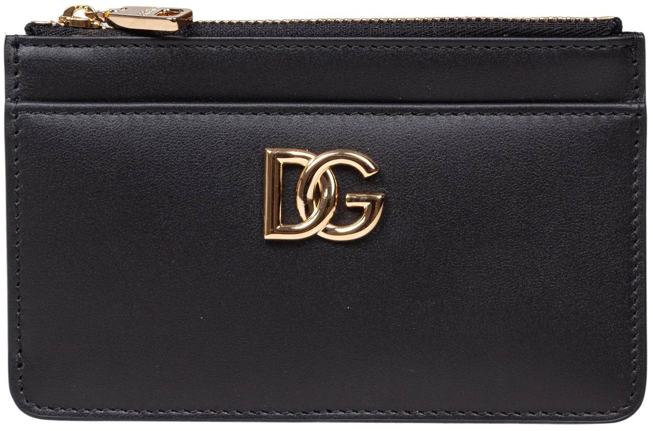 Dolce & Gabbana Dolce & gabbana black leather card holder with dg logo Zwart