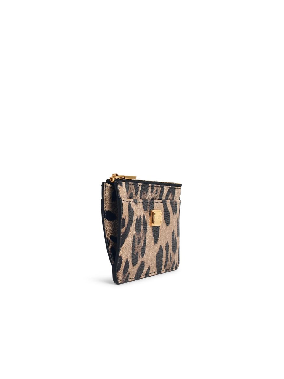 Dolce & Gabbana 'Dauphine' Leopard Print Leather Card Holder Zwart