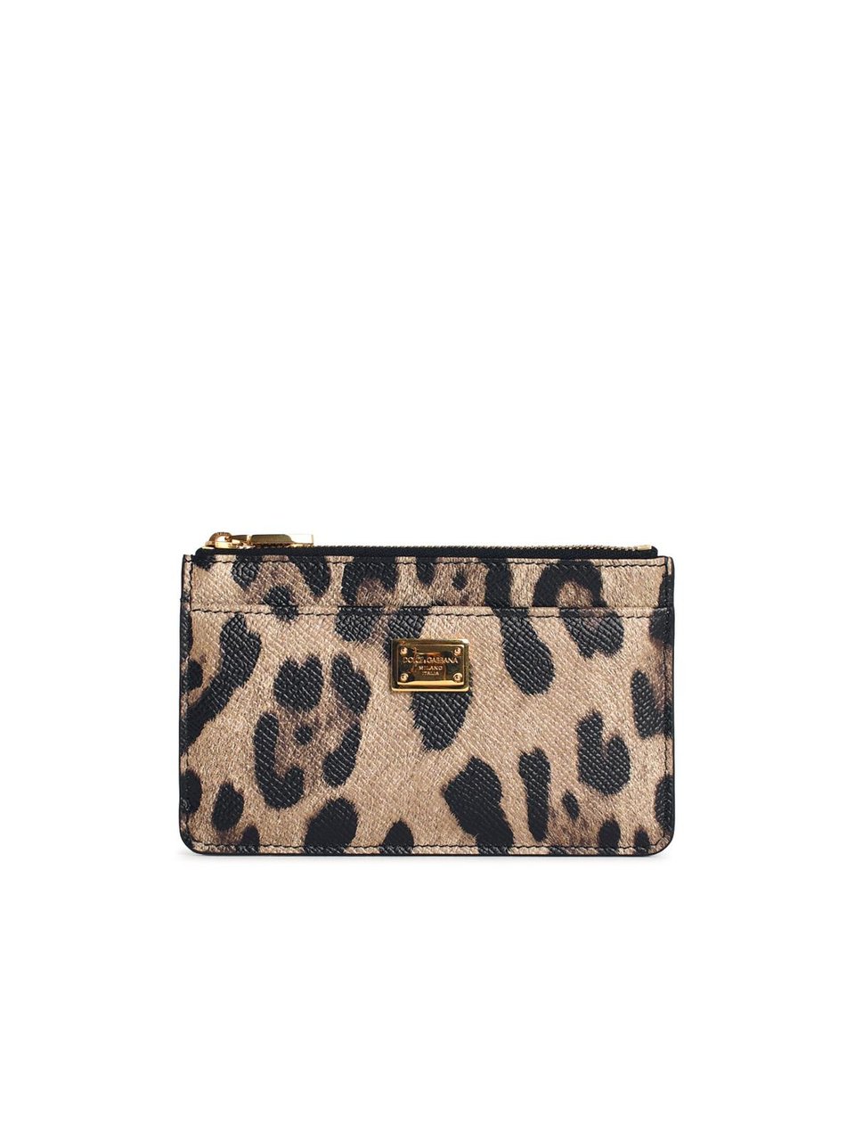 Dolce & Gabbana 'Dauphine' Leopard Print Leather Card Holder Zwart