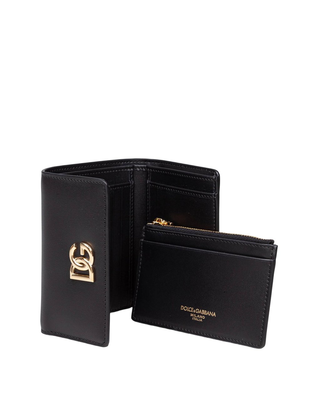 Dolce & Gabbana Dolce & gabbana leather wallet with metal dg logo Zwart