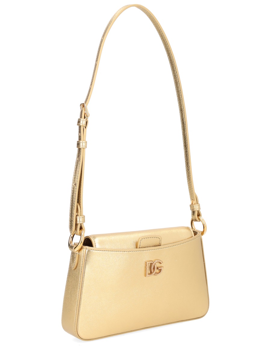 Dolce & Gabbana Metallic Gold Minimalist Leather Phone Bag Neutraal