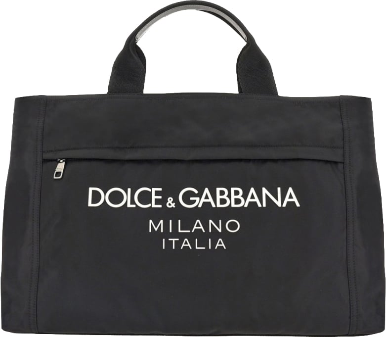 Dolce & Gabbana Borsone In Nylon Con Logo Zwart