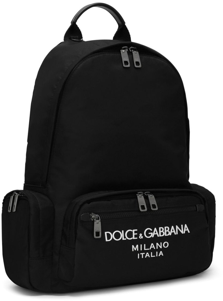 Dolce & Gabbana Sicilia DNA Nylon Logo Black Backpack Zwart