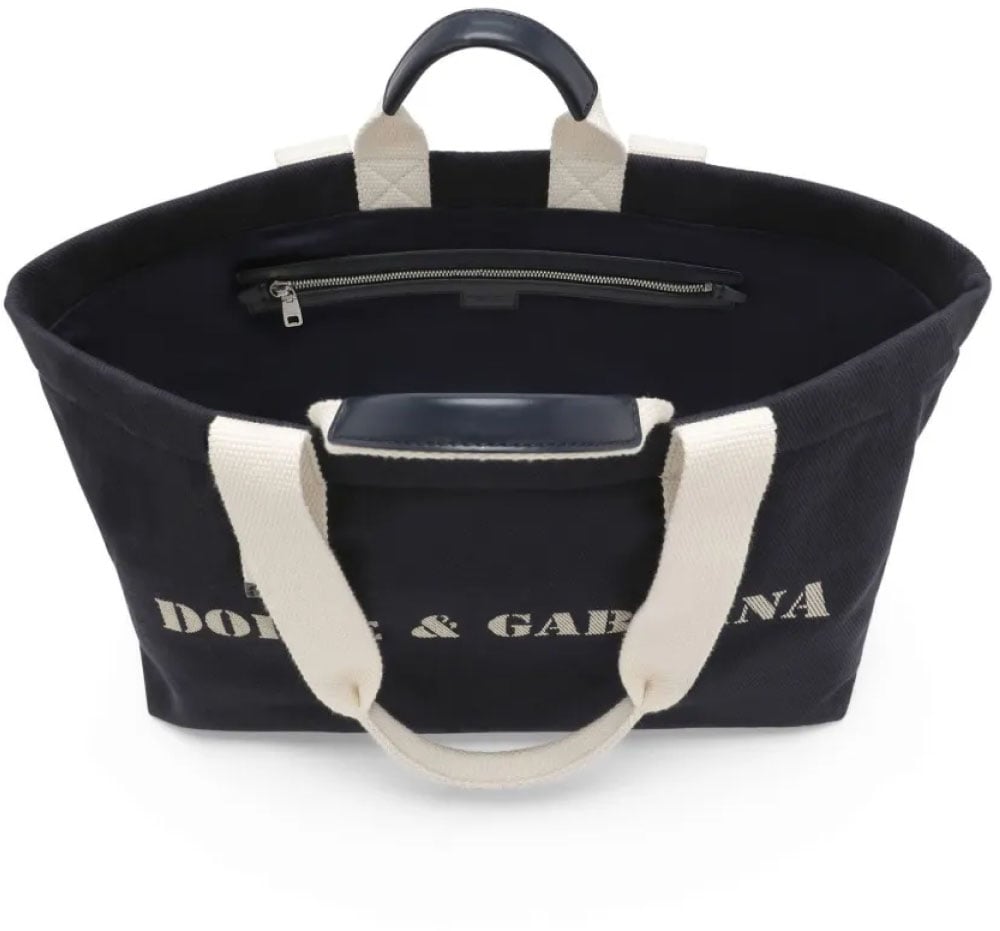 Dolce & Gabbana Logo Printed Shoulder Bag Blauw