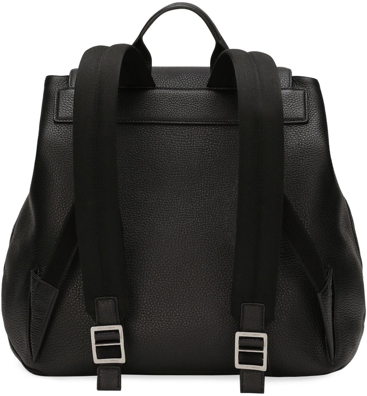 Dolce & Gabbana Black Deerskin 3D Embossed Logo Backpack Zwart