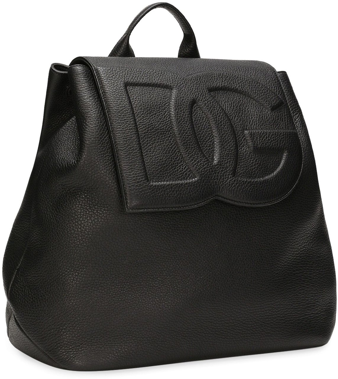 Dolce & Gabbana Black Deerskin 3D Embossed Logo Backpack Zwart