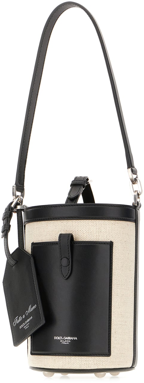 Dolce & Gabbana Dolce&gabbana Sand canvas and leather bucket bag Neutraal