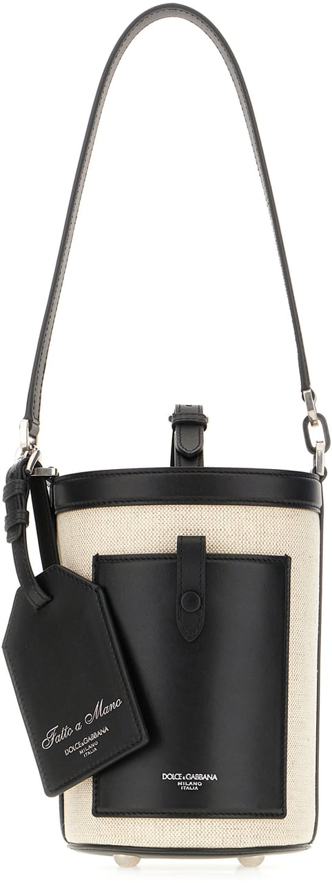 Dolce & Gabbana Dolce&gabbana Sand canvas and leather bucket bag Neutraal