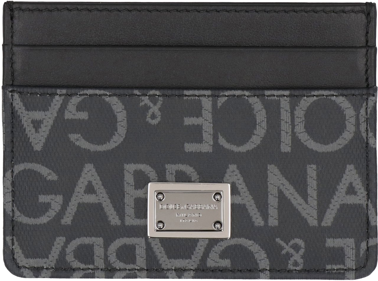 Dolce & Gabbana Logo detail leather card holder Zwart