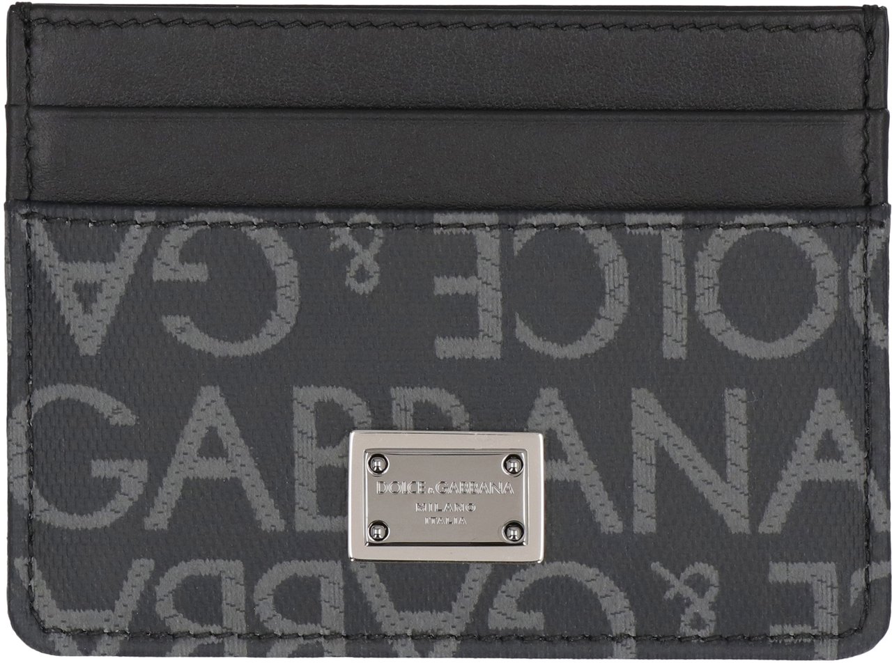 Dolce & Gabbana Logo detail leather card holder Zwart