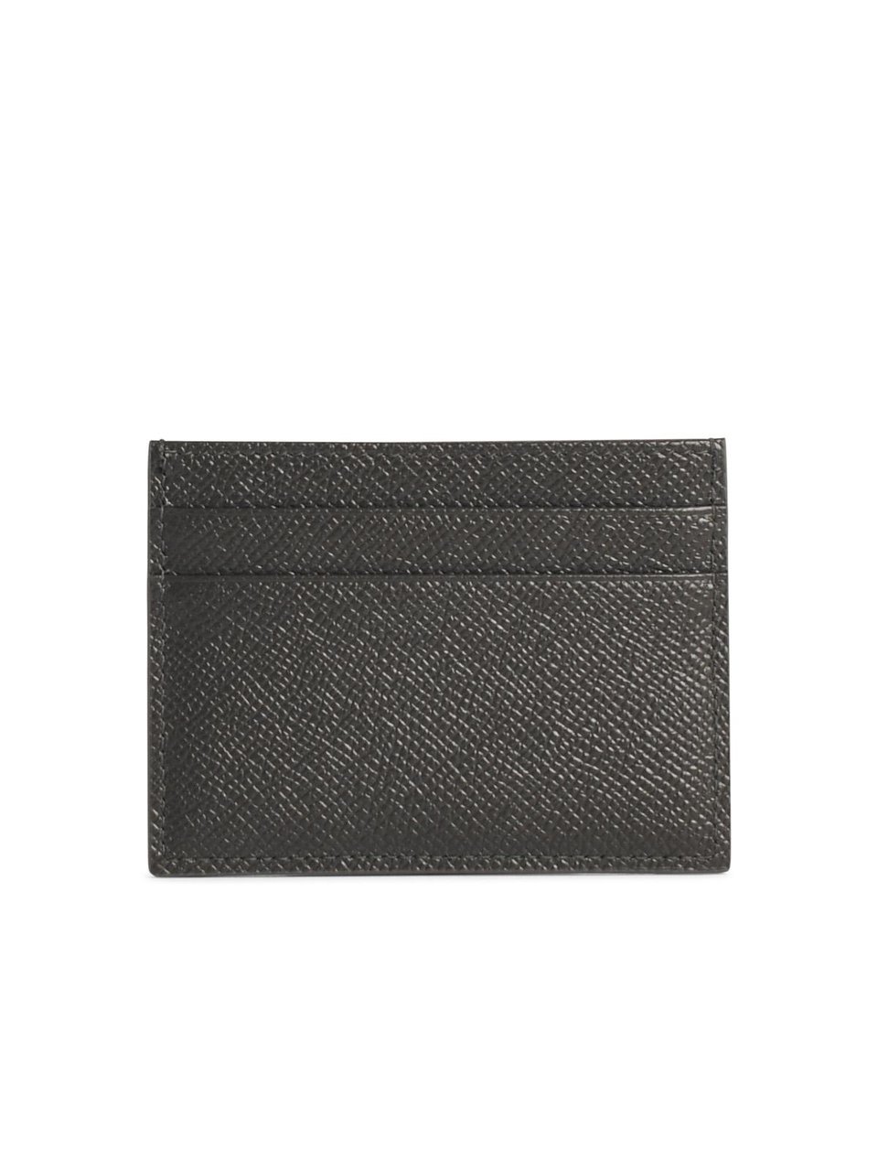 Dolce & Gabbana Dove Grey Leather Card Holder Grijs