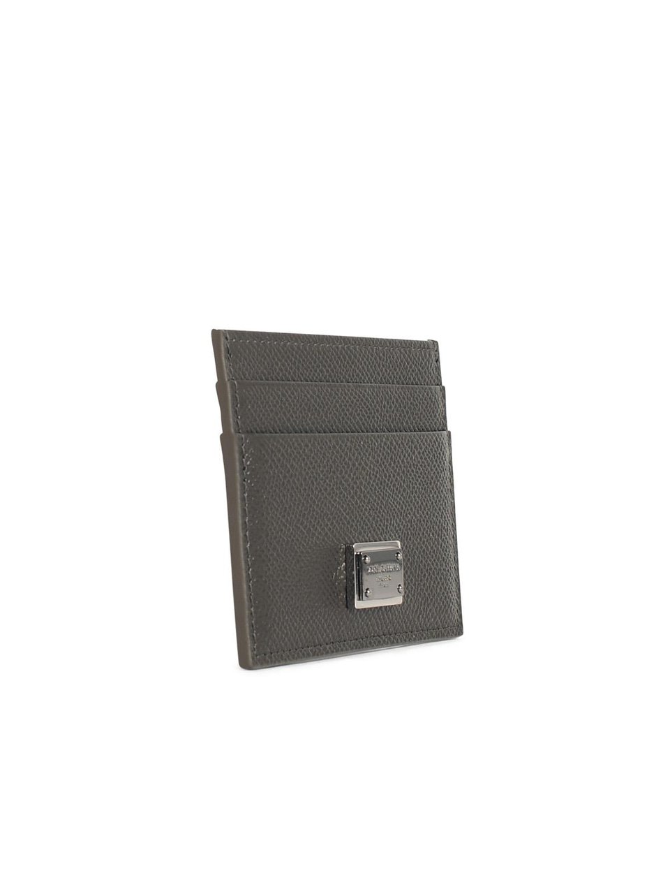 Dolce & Gabbana Dove Grey Leather Card Holder Grijs