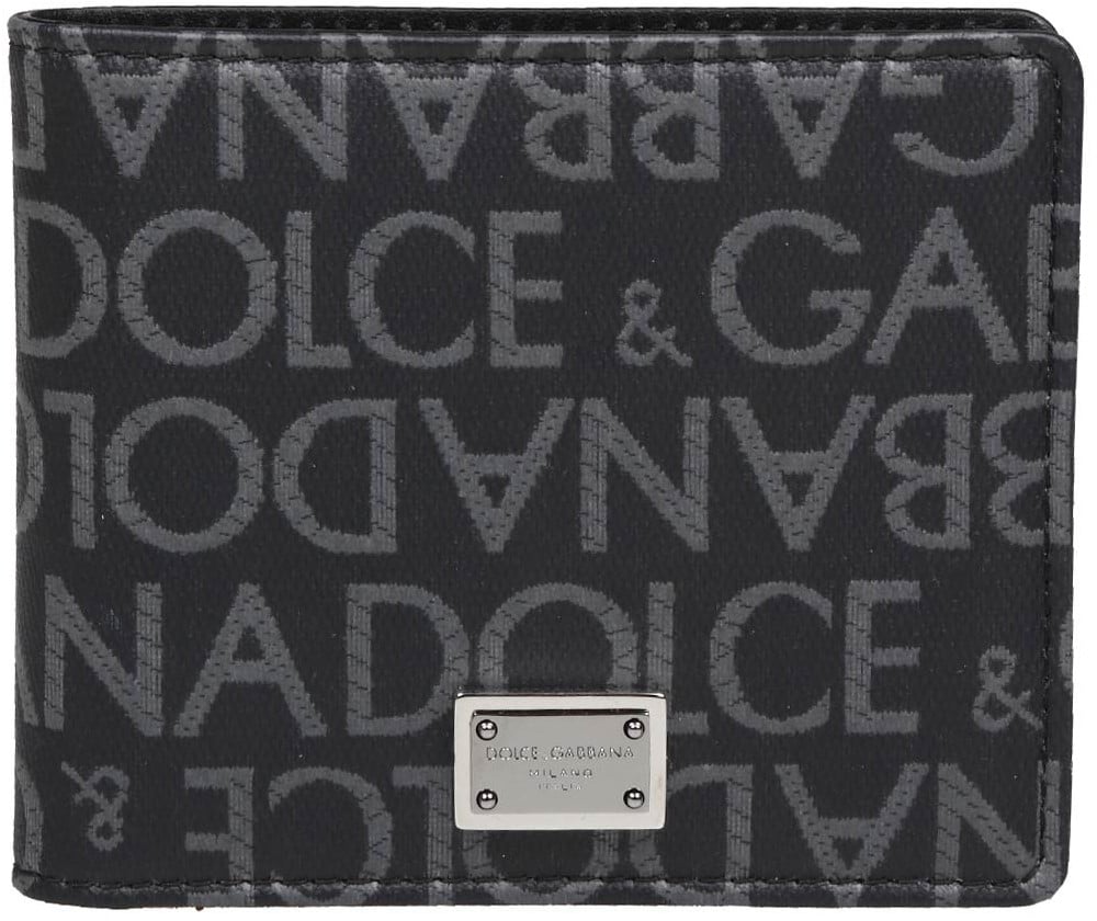 Dolce & Gabbana Dolce & gabbana wallet in jacquard fabric with logo Zwart