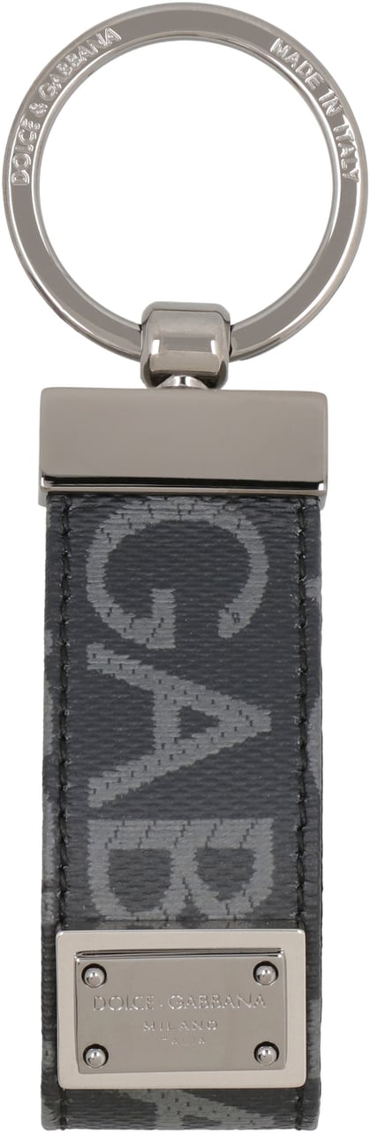 Dolce & Gabbana Fabric key ring with logo Zwart