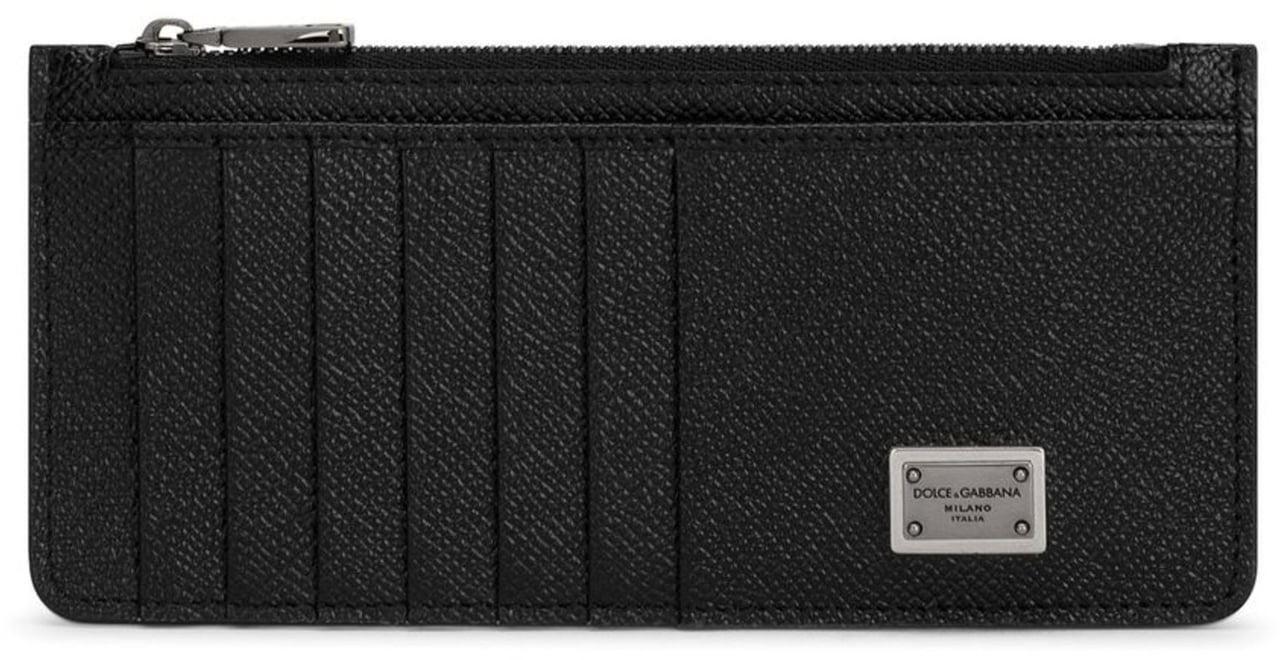 Dolce & Gabbana St.Dauphine Vertical Calf Leather Card Holder Zwart