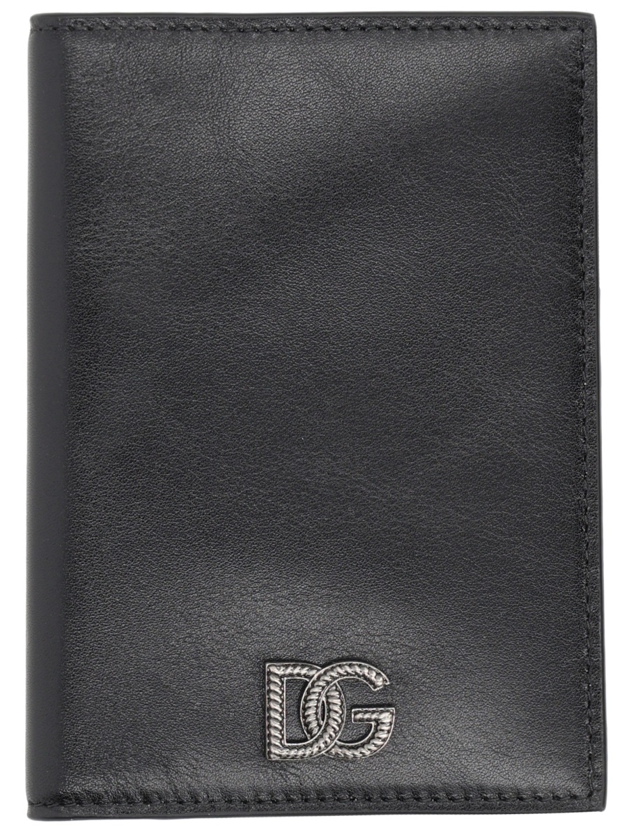 Dolce & Gabbana Neutral Storm Minimalist Passport Leather Wallet Zwart