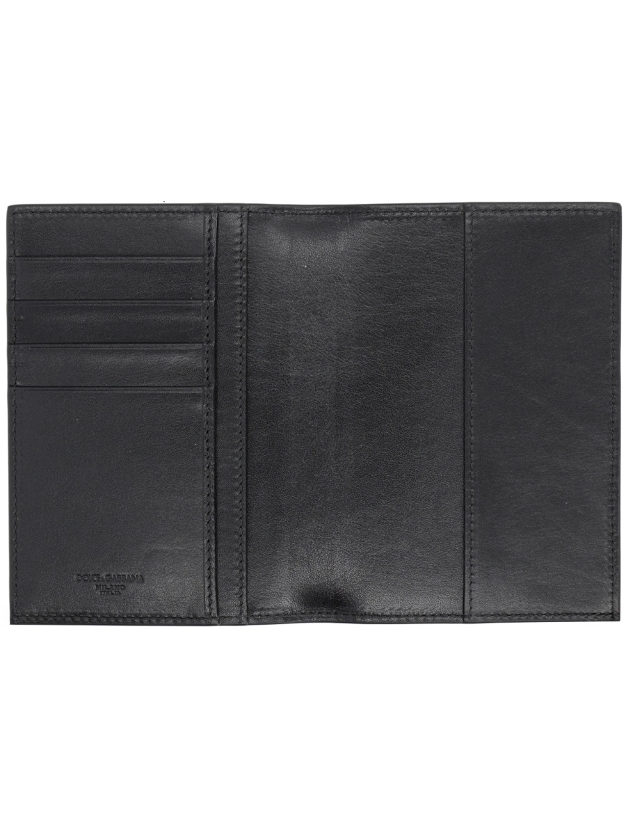 Dolce & Gabbana Neutral Storm Minimalist Passport Leather Wallet Zwart
