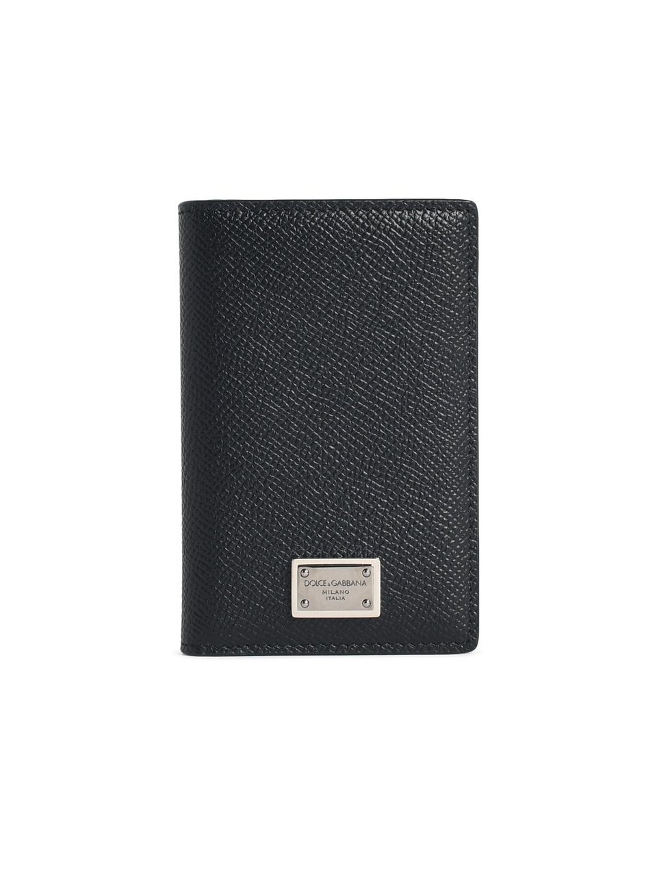 Dolce & Gabbana 'Fold' Black Dauphine Leather Card Holder Zwart