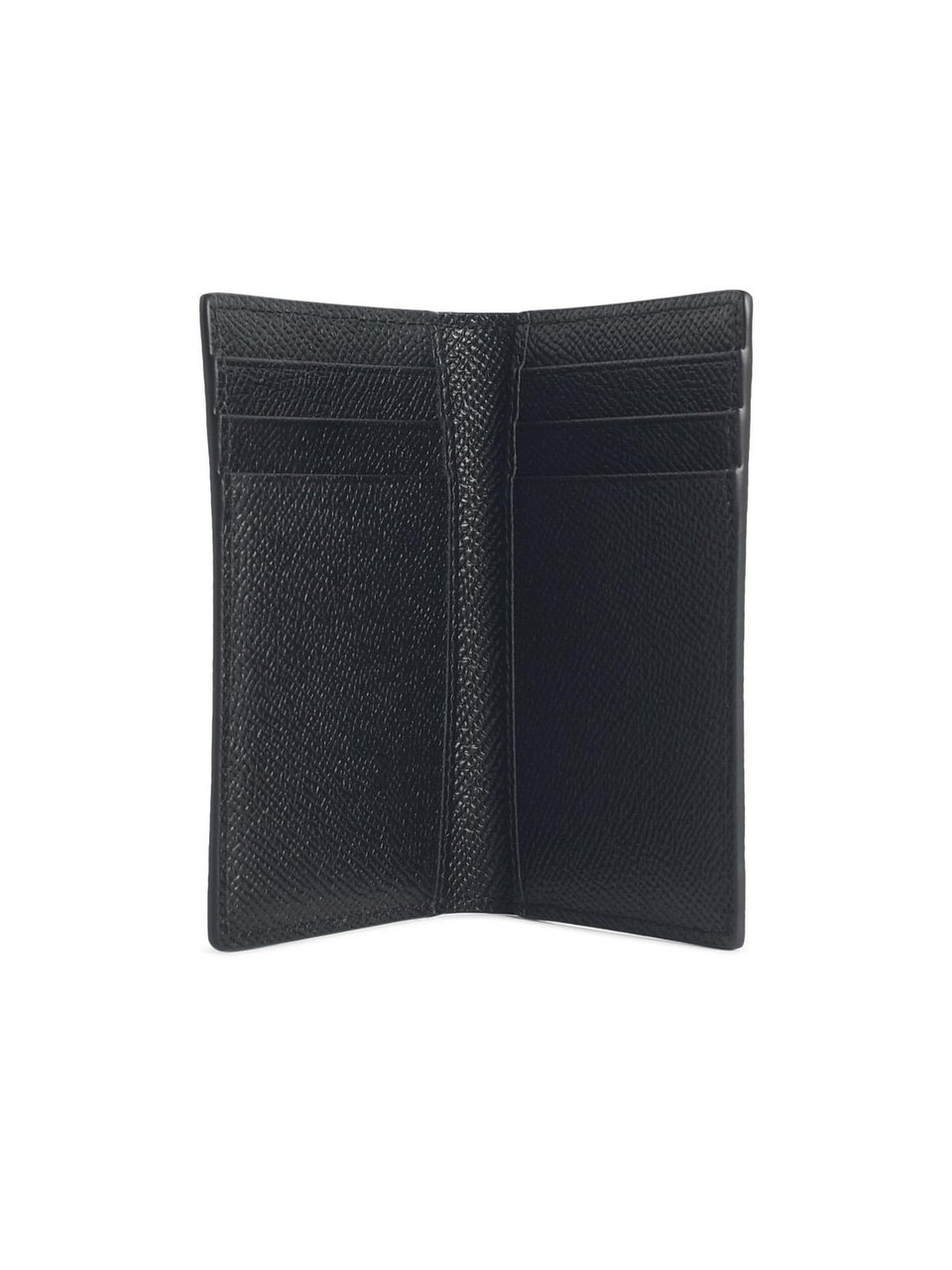 Dolce & Gabbana 'Fold' Black Dauphine Leather Card Holder Zwart