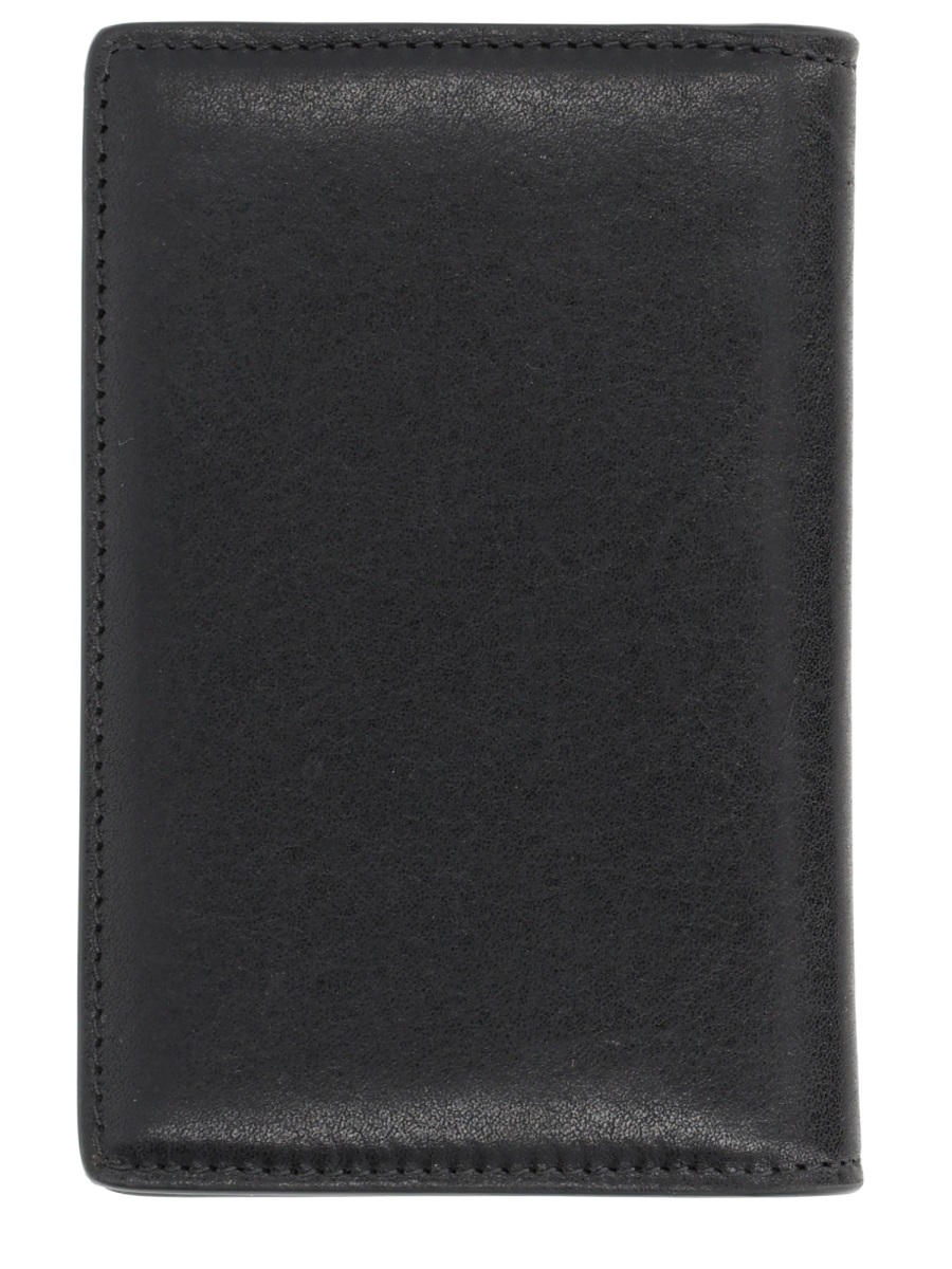 Dolce & Gabbana Neutrals Sleek Metallic Emblem Card Holder Zwart