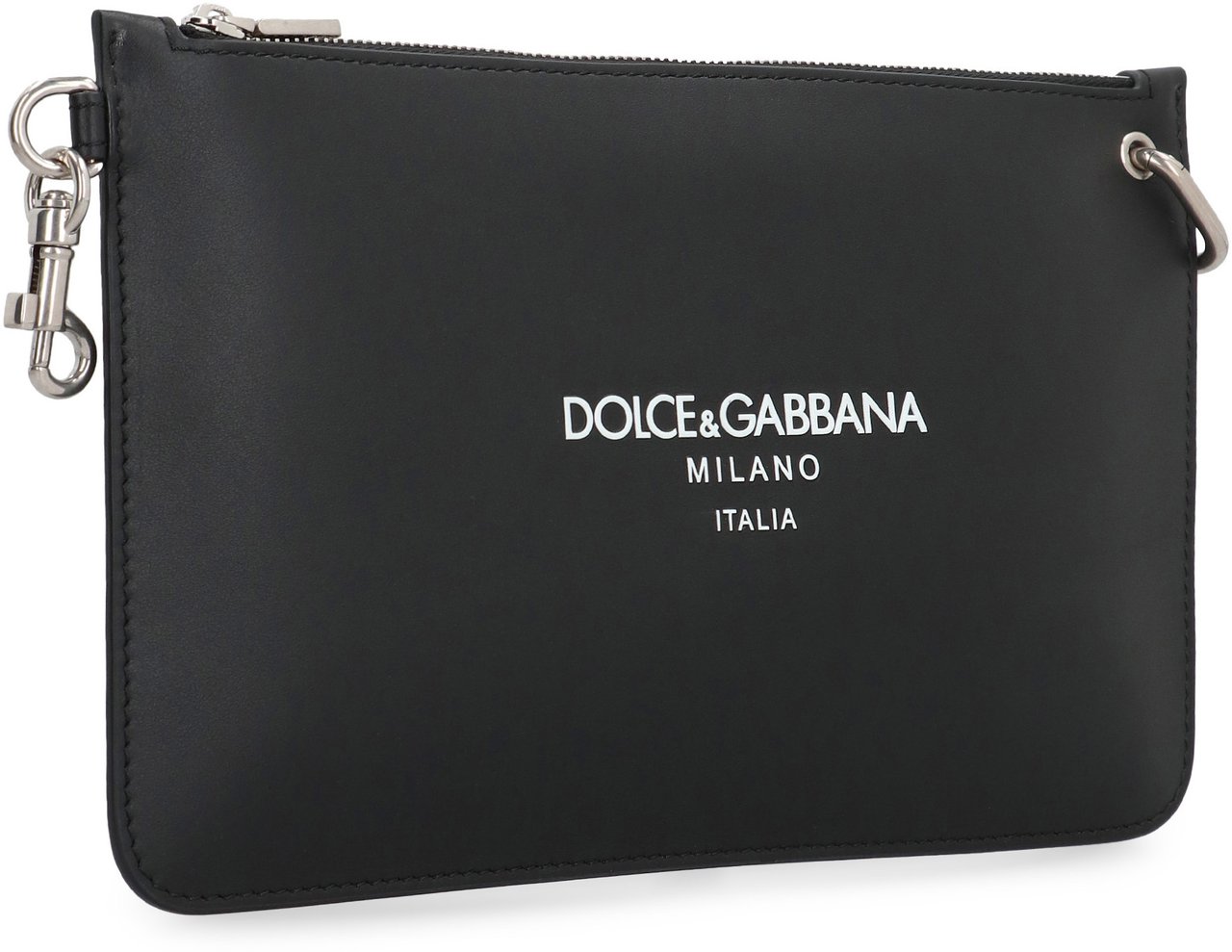 Dolce & Gabbana Necessaire Leather flat pouch Zwart