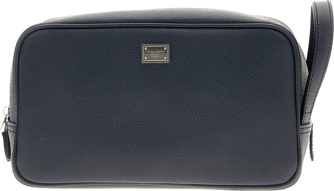 Dolce & Gabbana Dolce&gabbana Black leather beauty case Blauw