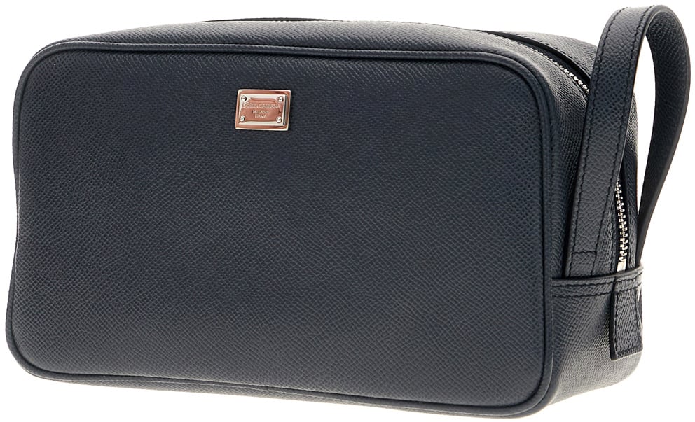 Dolce & Gabbana Dolce&gabbana Black leather beauty case Blauw