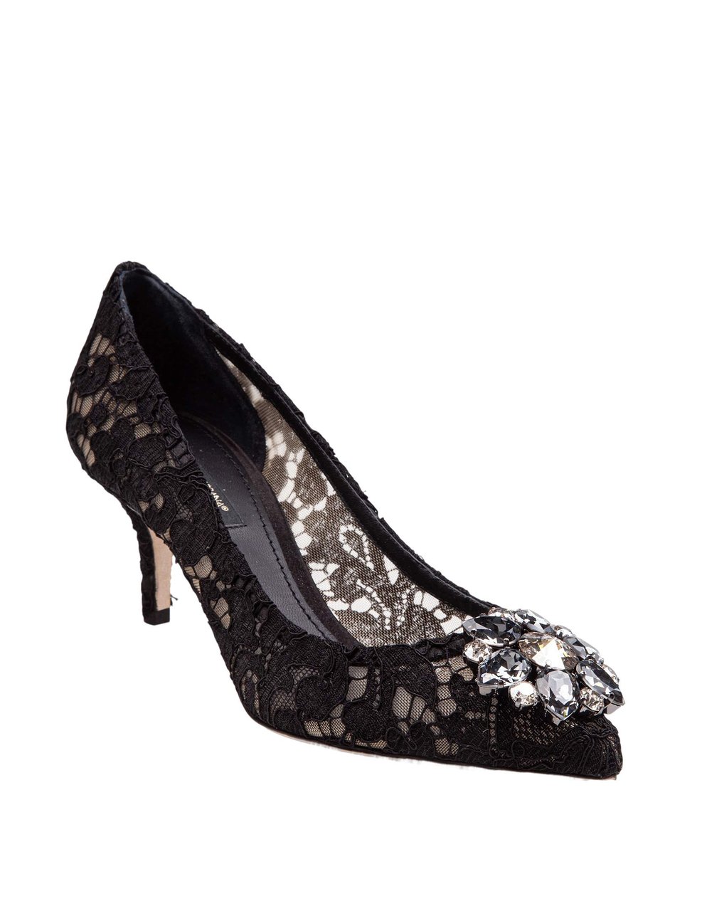 Dolce & Gabbana Dolce & gabbana bellucci black lace pumps with crystal application Zwart