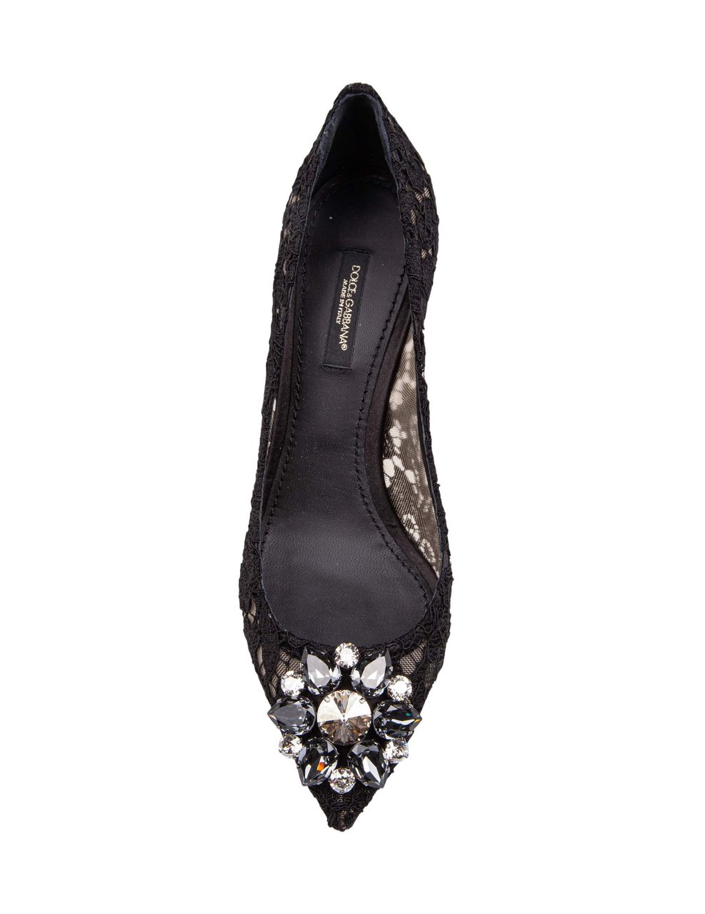 Dolce & Gabbana Dolce & gabbana bellucci black lace pumps with crystal application Zwart