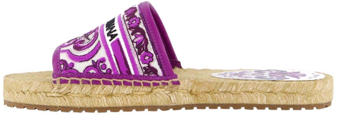 Dolce & Gabbana Dames Maiolica Viola Slipper Paars Geel