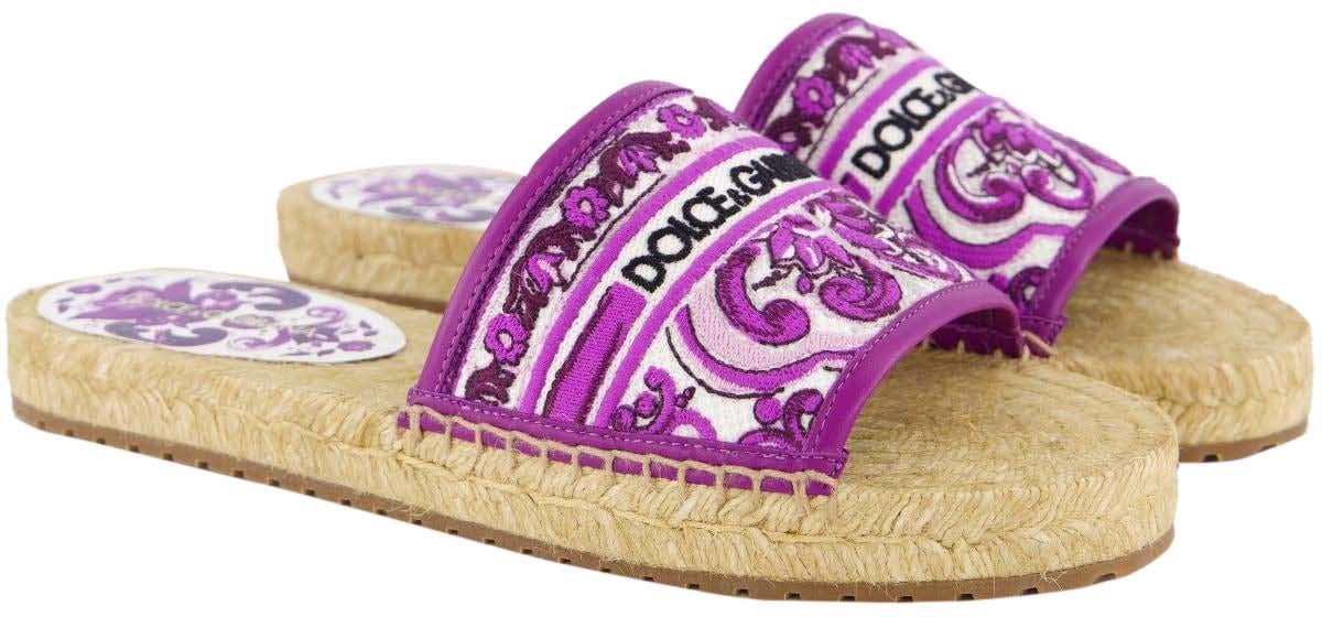 Dolce & Gabbana Dames Maiolica Viola Slipper Paars Geel