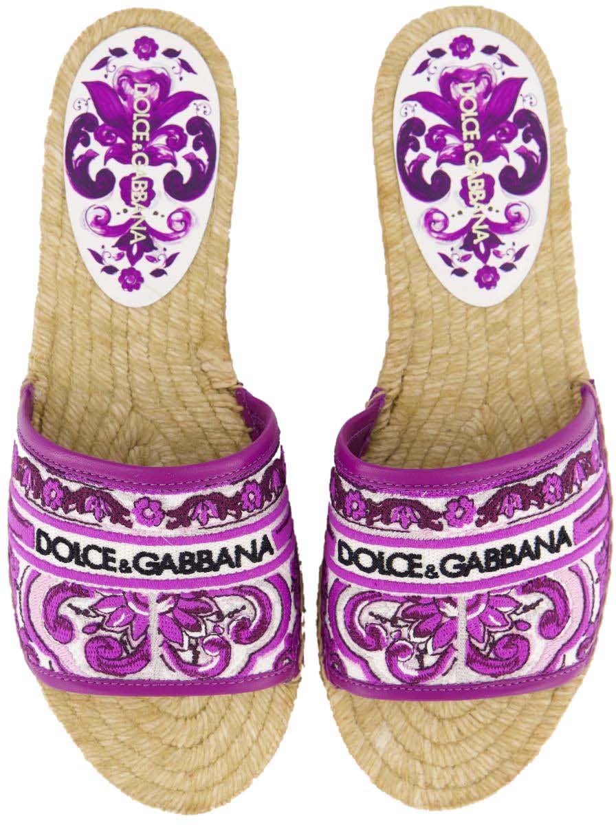 Dolce & Gabbana Dames Maiolica Viola Slipper Paars Geel