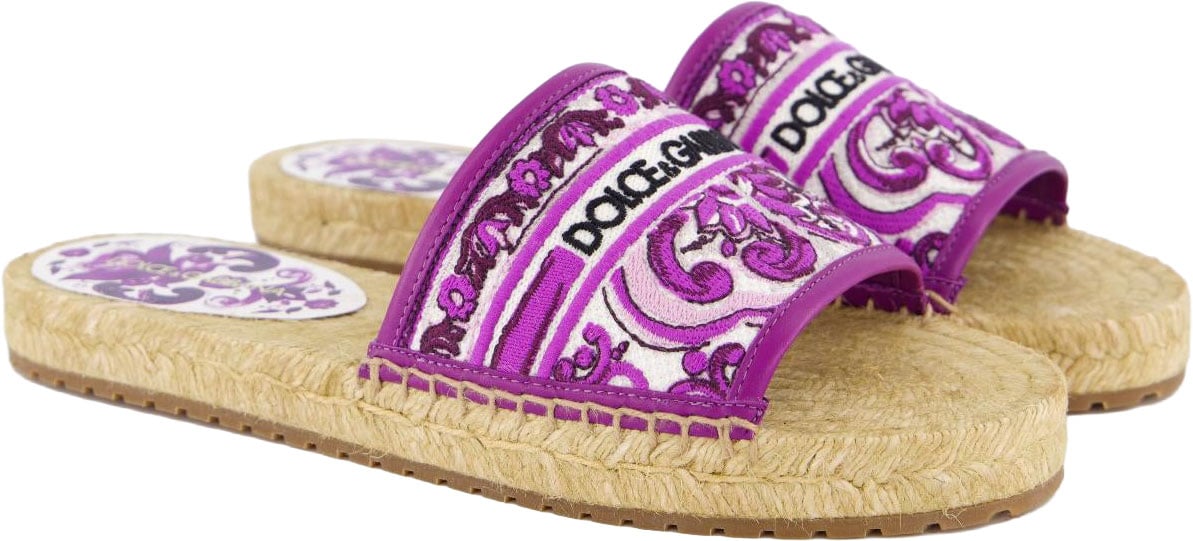 Dolce & Gabbana Dames Maiolica Viola Slipper Paars Geel
