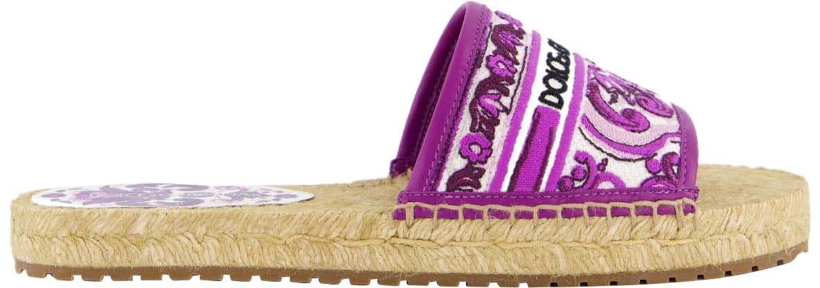 Dolce & Gabbana Dames Maiolica Viola Slipper Paars Geel