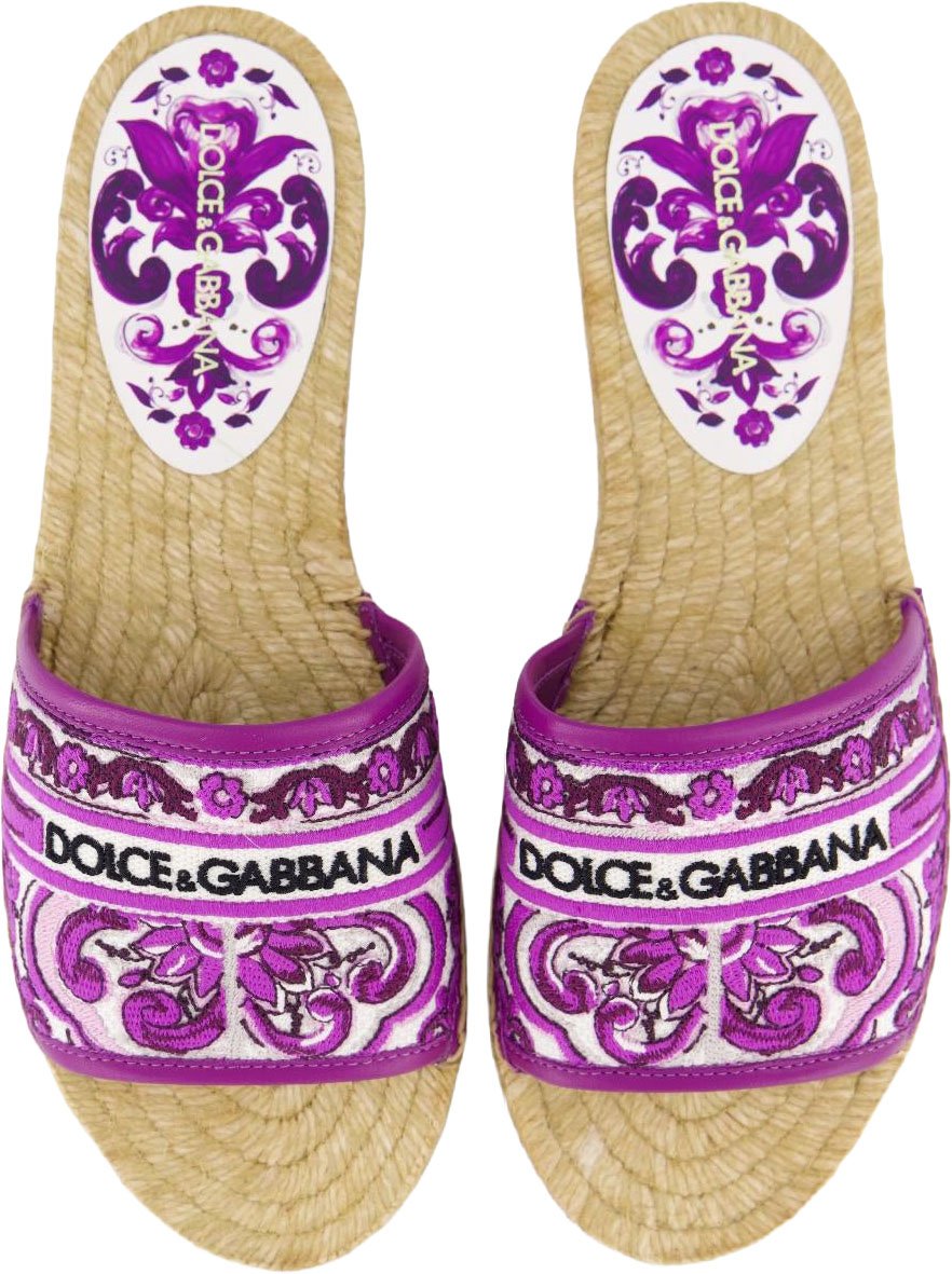 Dolce & Gabbana Dames Maiolica Viola Slipper Paars Geel
