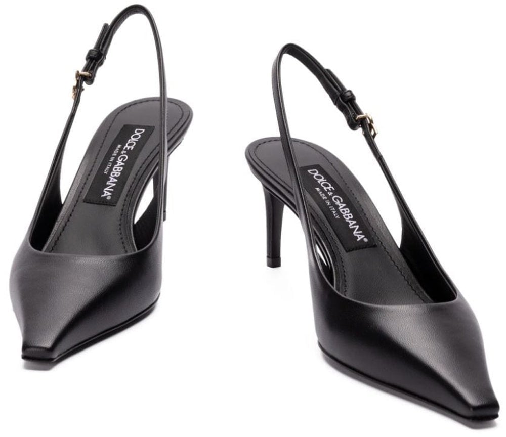 Dolce & Gabbana Dolce & Gabbana Leather Slingback Pumps Zwart
