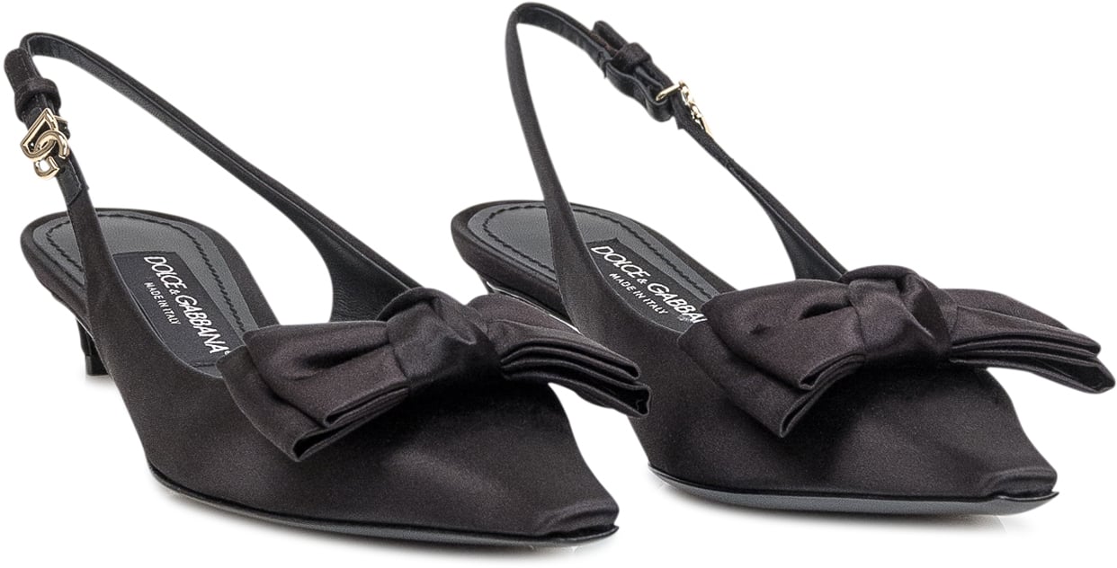 Dolce & Gabbana Slingback in Raso con Fiocco Zwart