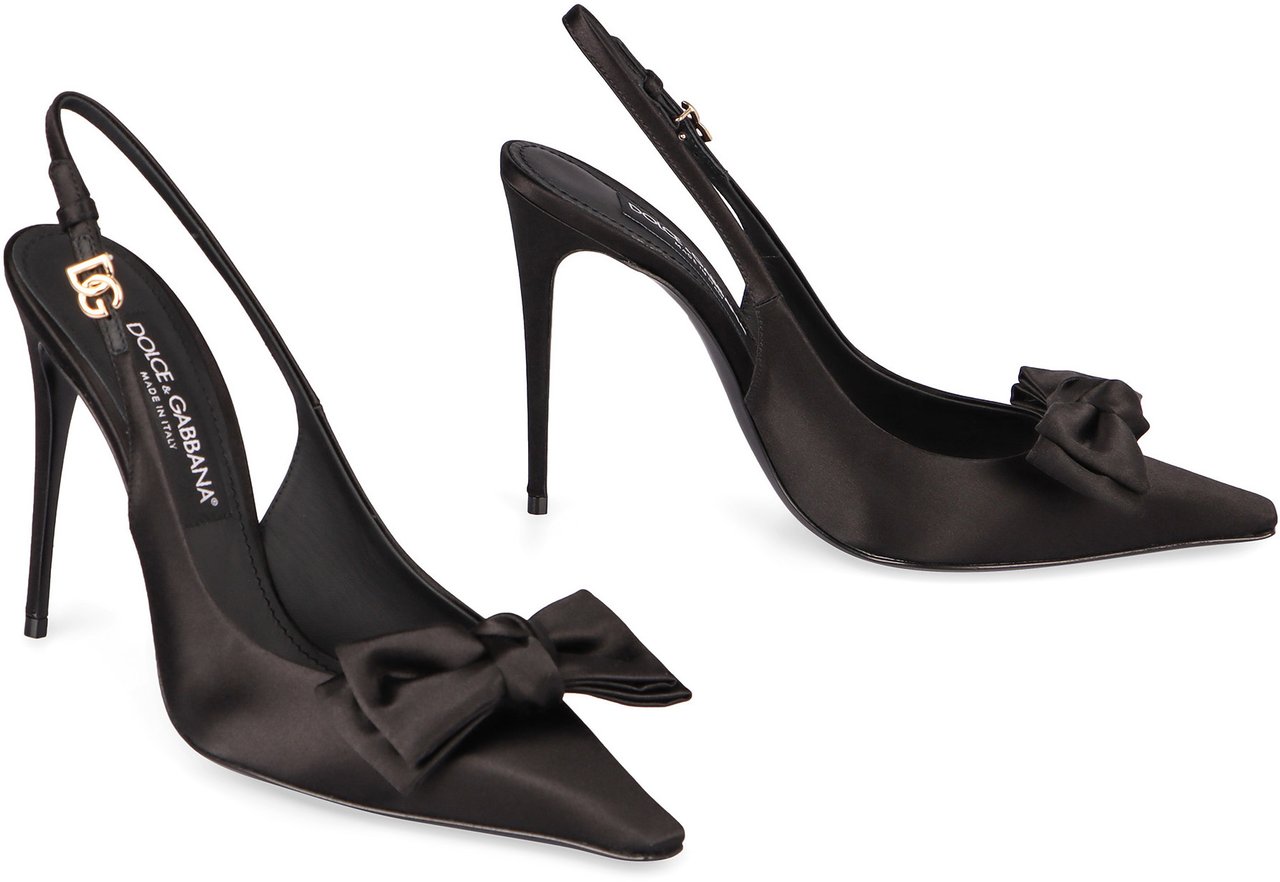 Dolce & Gabbana Satin slingback pumps Zwart