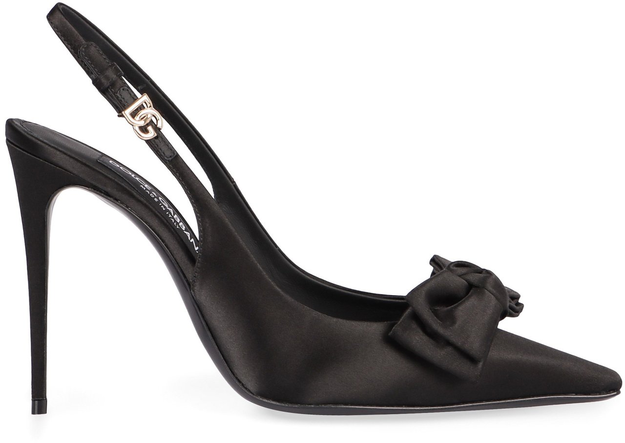 Dolce & Gabbana Satin slingback pumps Zwart